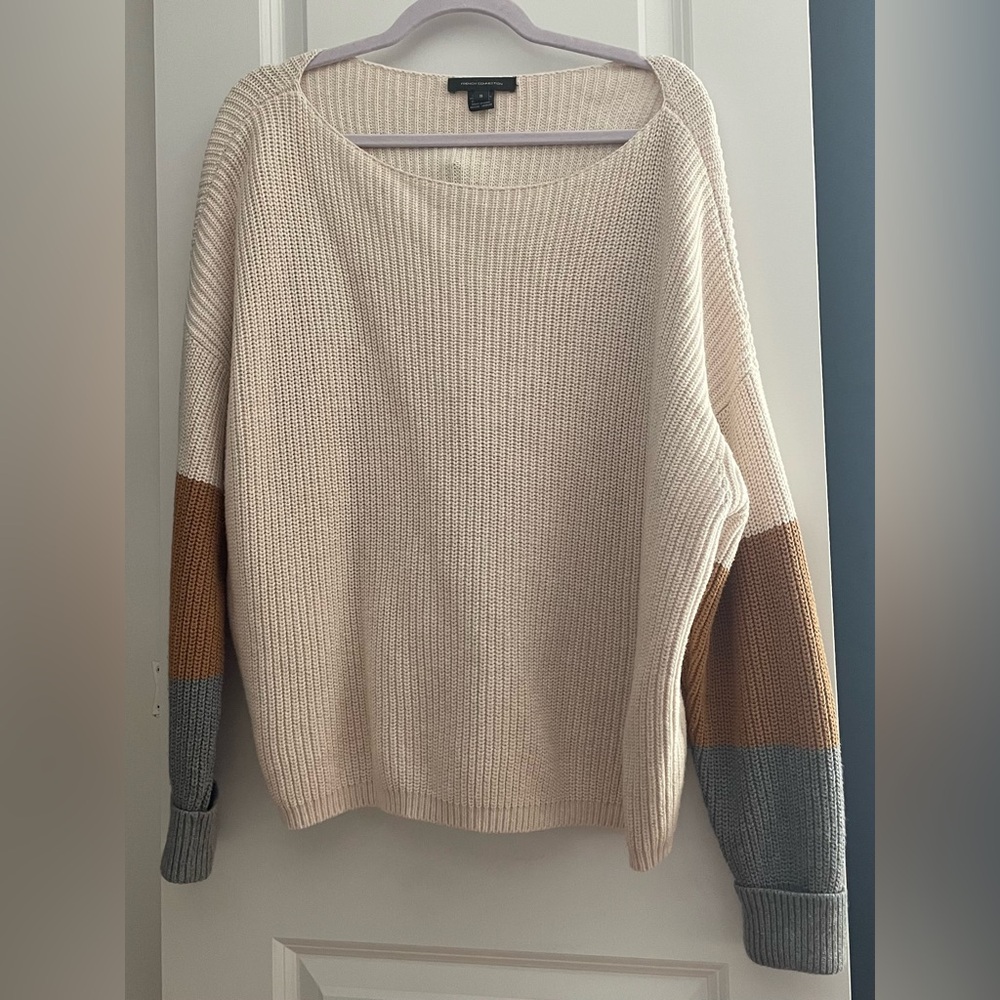 French Connection Cream, Tan, and Gray Sweater
